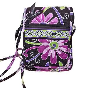Vera Bradley Purple Punch Mini Hipster Purse Handbag Cross Body Pink Flower